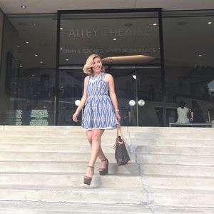 Blue and cream dress